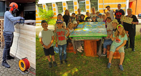 Les élèves peignent les hôtels à insectes 