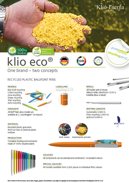 Klio-Eterna Flyer Klio Eco Recycling Pen